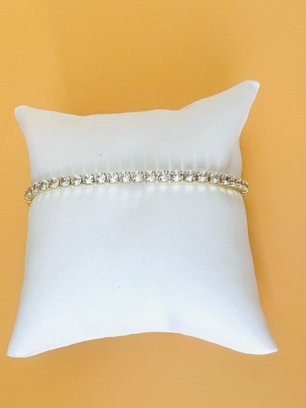Gold over silver Tennis Bracelet with Crystal Accents